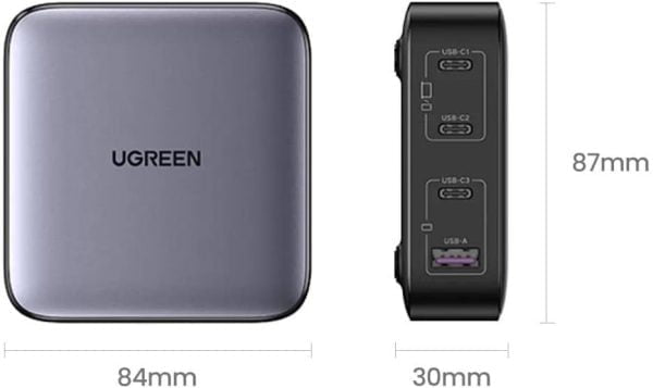 Củ sạc 2 cổng USB-C và 2 USB Nexode công nghệ GaN 100W màu đen Ugreen 90928