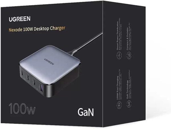 Củ sạc 2 cổng USB-C và 2 USB Nexode công nghệ GaN 100W màu đen Ugreen 90928