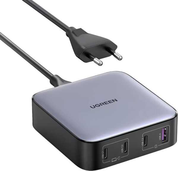 Củ sạc 2 cổng USB-C và 2 USB Nexode công nghệ GaN 100W màu đen Ugreen 90928