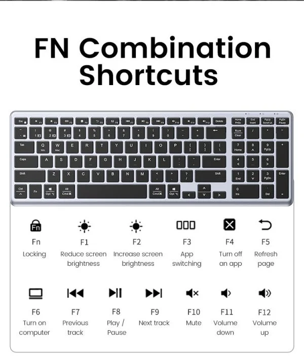 Wireless Ultra Slim Wireless & Bluetooth Keyboard Ugreen 15258