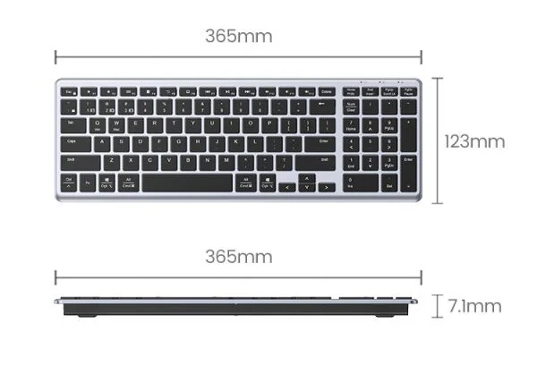 Wireless Ultra Slim Wireless & Bluetooth Keyboard Ugreen 15258