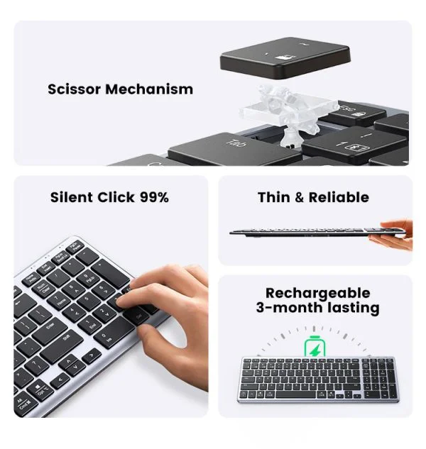 Wireless Ultra Slim Wireless & Bluetooth Keyboard Ugreen 15258