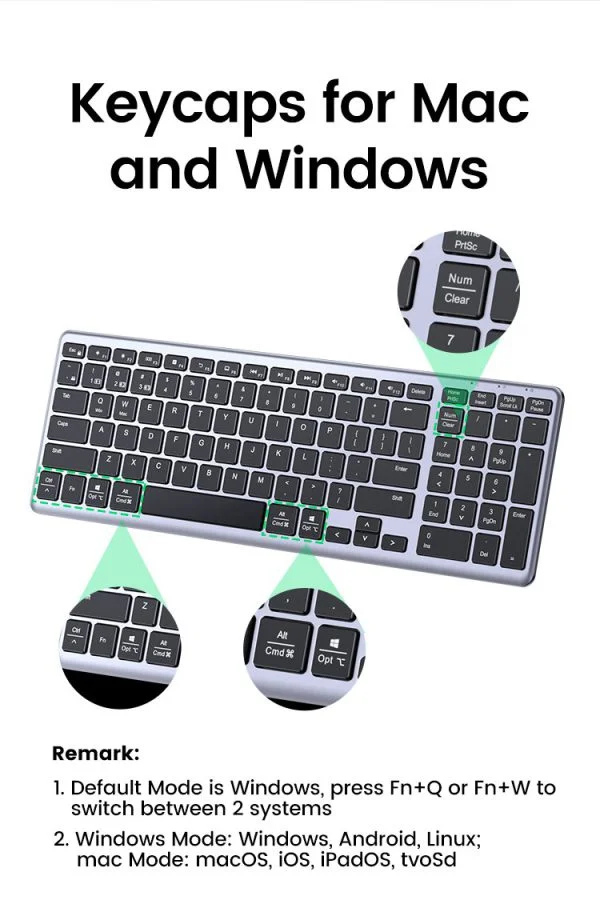 Wireless Ultra Slim Wireless & Bluetooth Keyboard Ugreen 15258