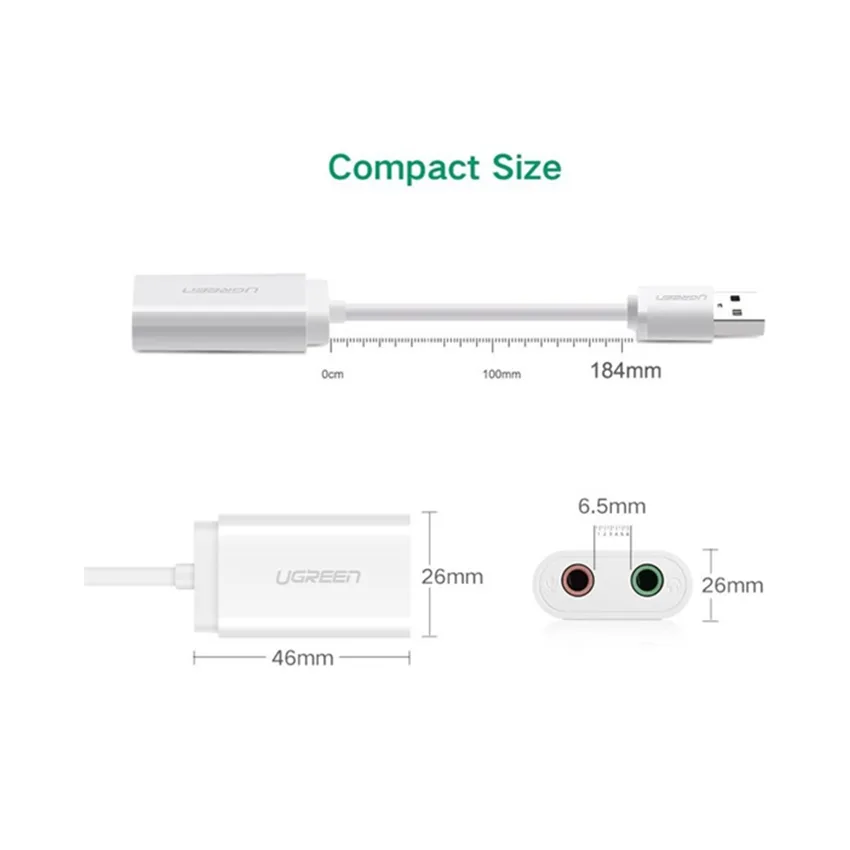 Dây cáp USB 2.0 sang Audio và Micro Ugreen 30143