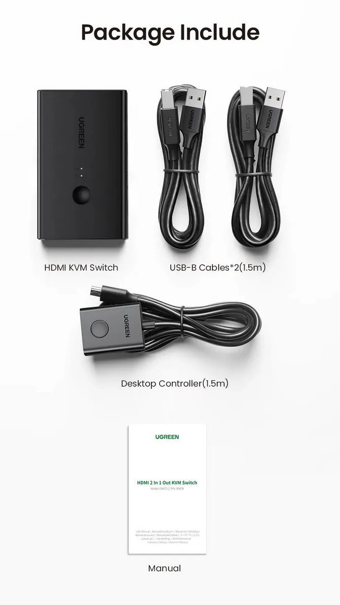 Bộ chuyển đổi KVM Switch HDMI 2 vào 1 Ugreen 90478