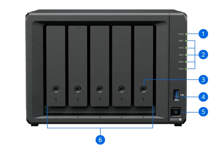 Thiết Bị Lưu Trữ NAS Synology DS1525+ | Ryzen V1500B | 8GB DDR4- 5 Bay