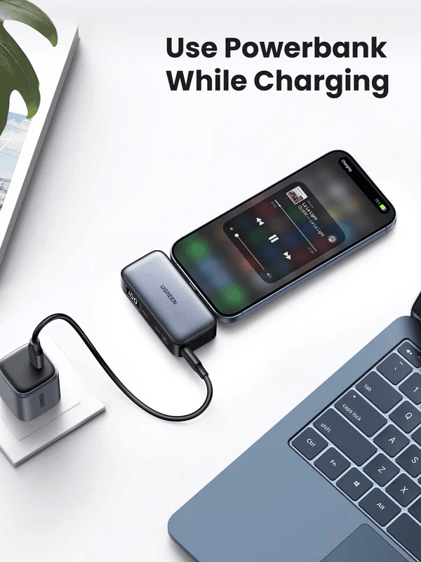 Pin sạc dự phòng 5000mAh Ugreen PB503 (kèm cáp USB-C, LCD) | Xám