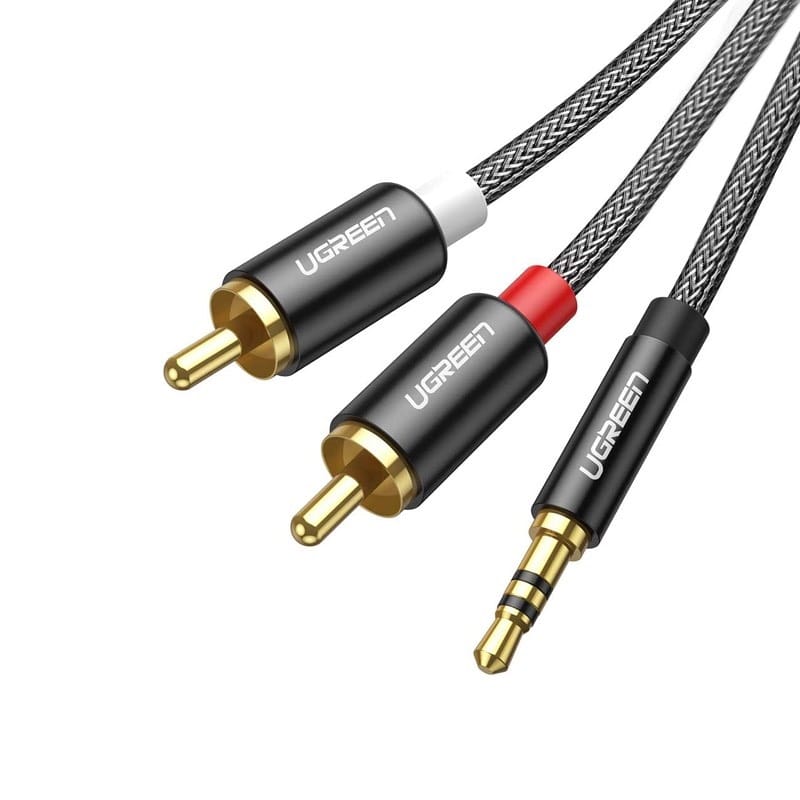 Dây cáp chuyển 3.5mm sang 2RCA Ugreen AV116 | 1m – 3m ( vỏ nhôm, dây dù )