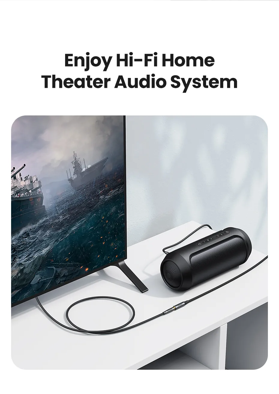 Dây cáp nối dài 3.5mm Ugreen AV190 | 1m – 5m (3 khấc TRS, đầu thẳng, không hỗ trợ mic)