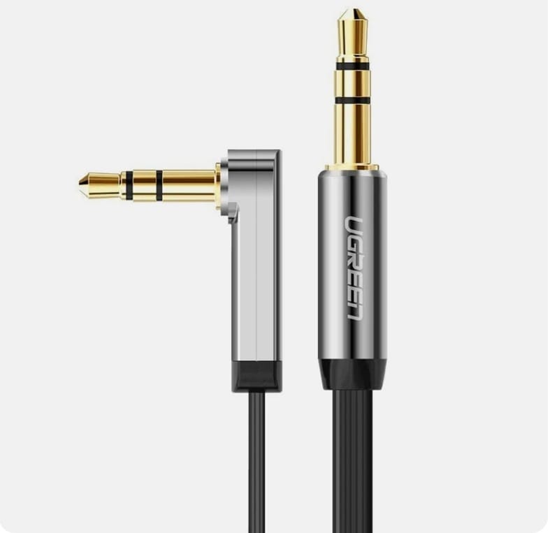 Dây cáp nối dài âm thanh 3.5mm Ugreen AV119 | 0.5m – 2m ( đầu góc vuông 90°, dây dẹt )
