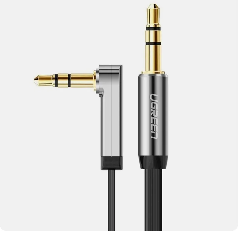 Dây cáp nối dài âm thanh 3.5mm Ugreen AV119 | 0.5m – 2m ( đầu góc vuông 90°, dây dẹt )