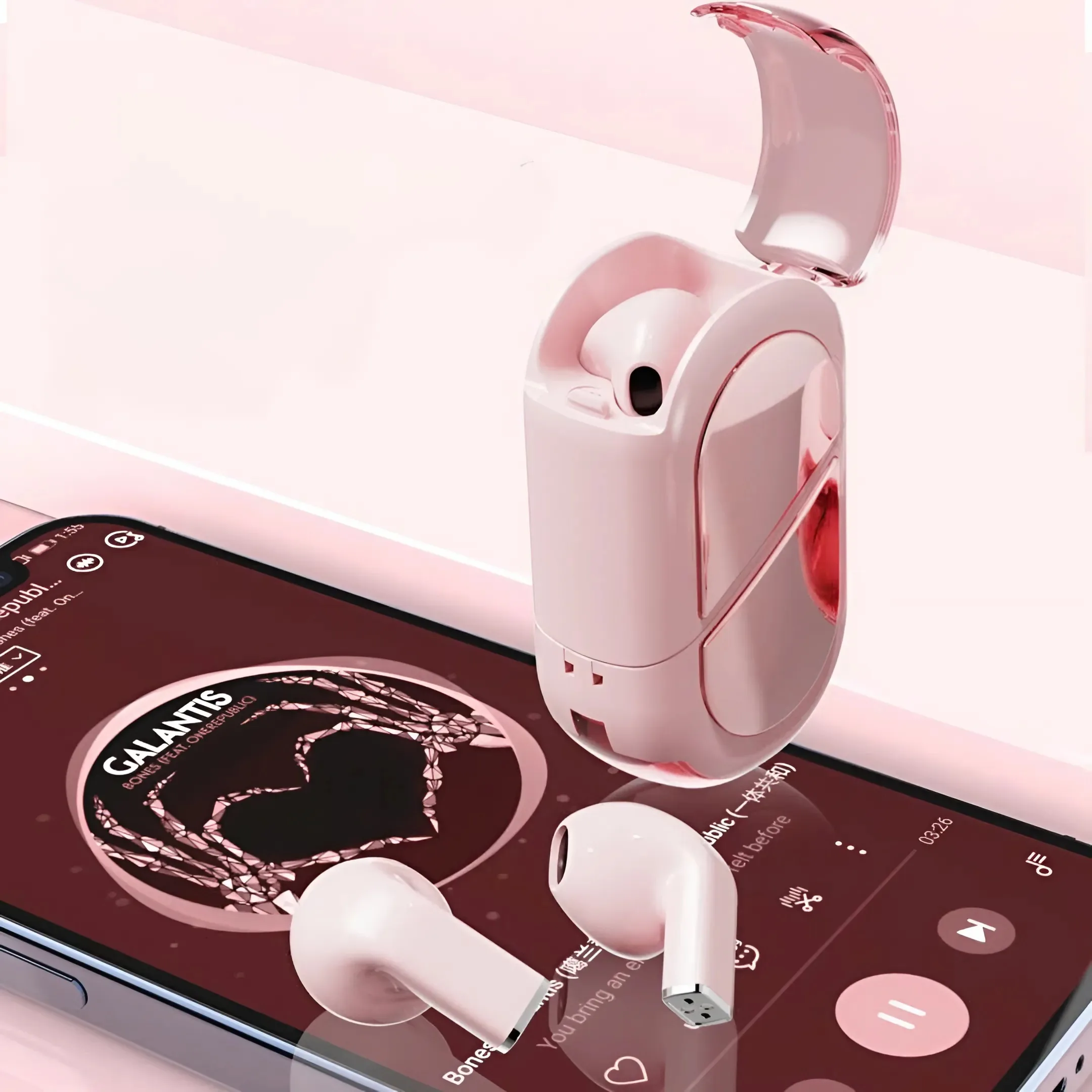 Tai nghe nhét tai không dây K520 | Trắng – Hồng