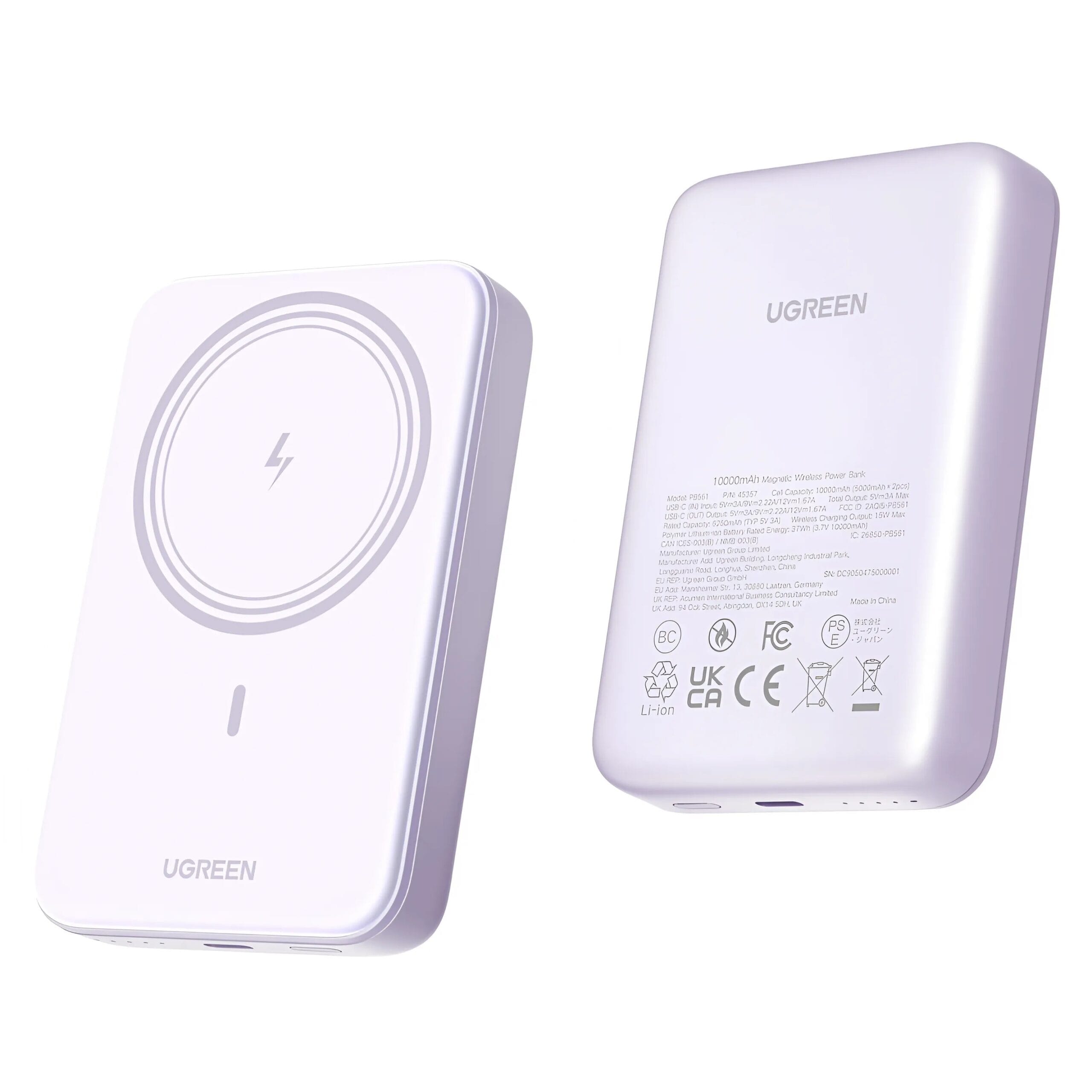 Pin sạc không dây 10000mAh Ugreen PB561| Tím – Hồng – Vàng Be – Xám – Xanh